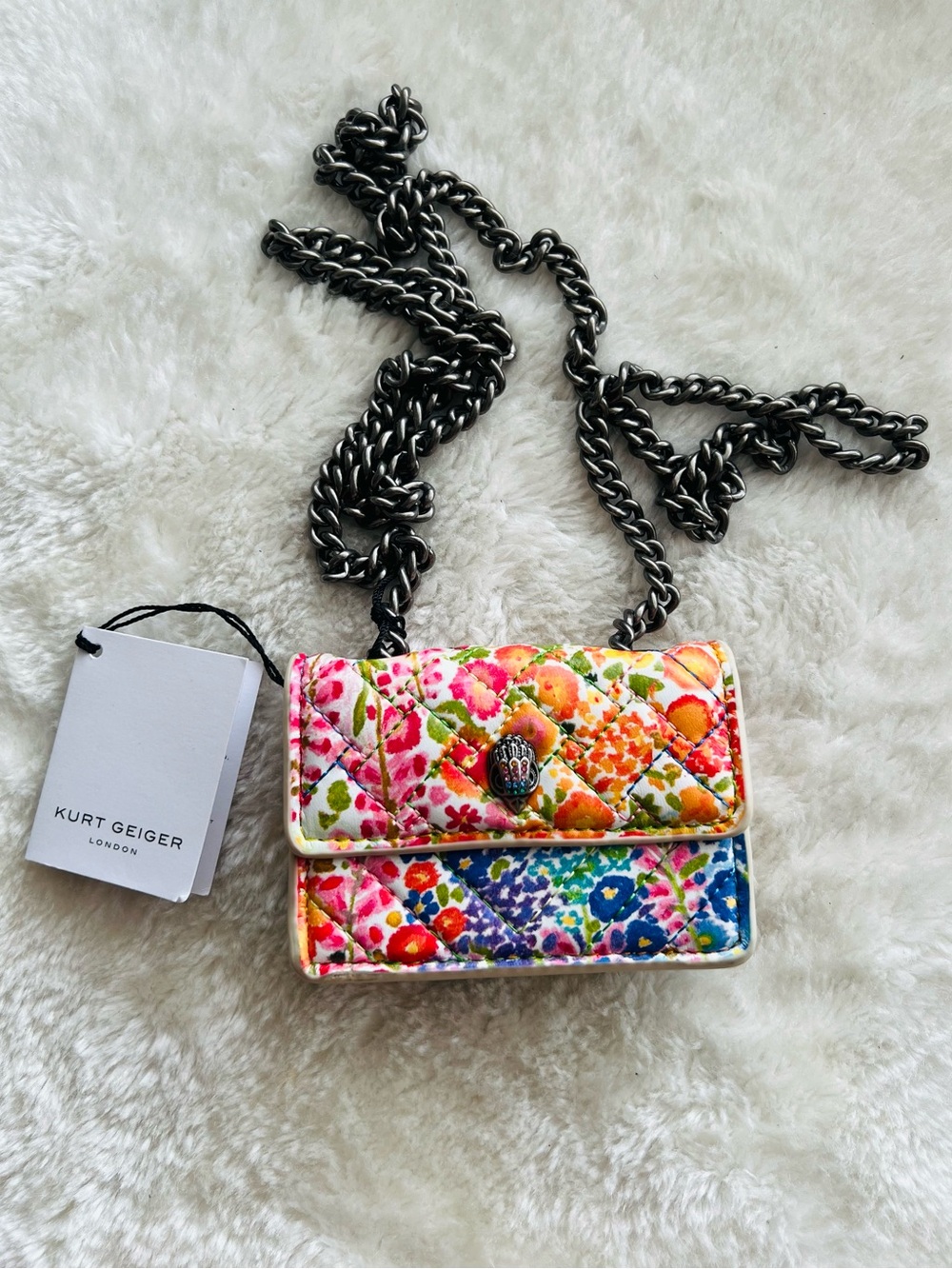 Kurt Geiger Floral Quilted Micro Kensington Purse - Multicolor